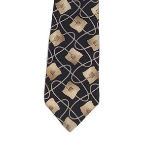 Erranno Men’s Silk Tie Black Multicolor Geometric 60.5" Designer Wide Tie New